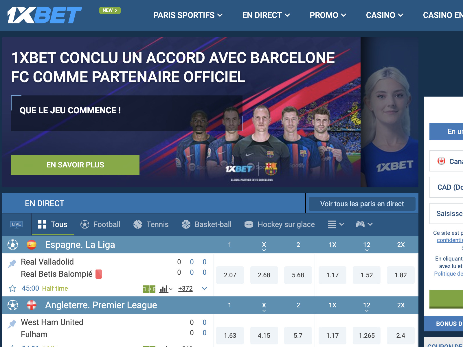 Enregistrement au casino 1xbet pour jouer à Crazy Time