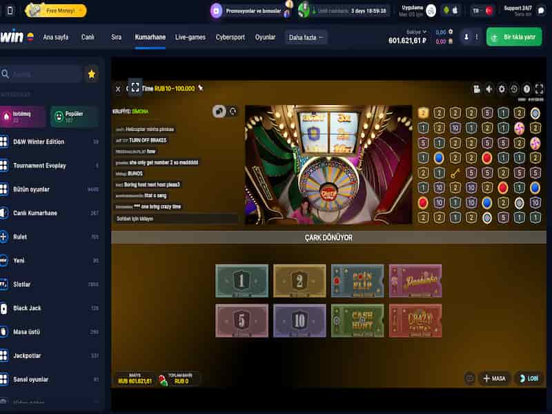 Crazy Time oyunu için online casino